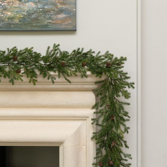 6-Foot Fine Pine With Cones Garland - Christmas Decor and Garlands for Sale