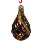Shimmering Glass Ornament with Pine Green, Light Gold, and Oxblood Curl - Christmas Decorations