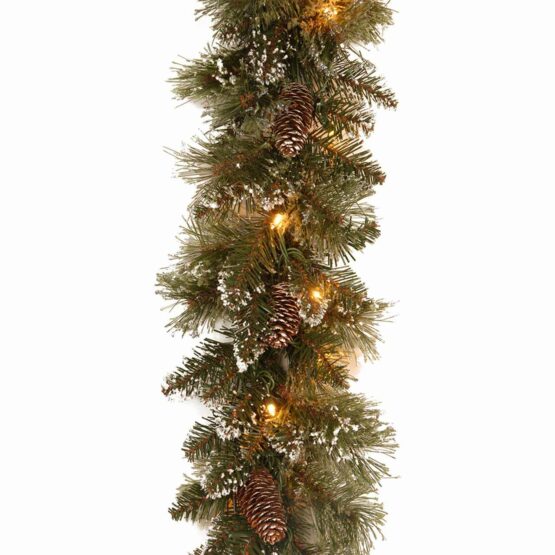 9ft Glittery Bristle Pine Garland Soft White Battery For sale in Dublin Ireland.
