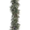 9ft Glittery Bristle Pine Garland with White Tipped Cones