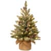 3ft Snowy Concolor Fir in Burlap with 50 Soft White Lights - Mini Christmas Tree for Sale