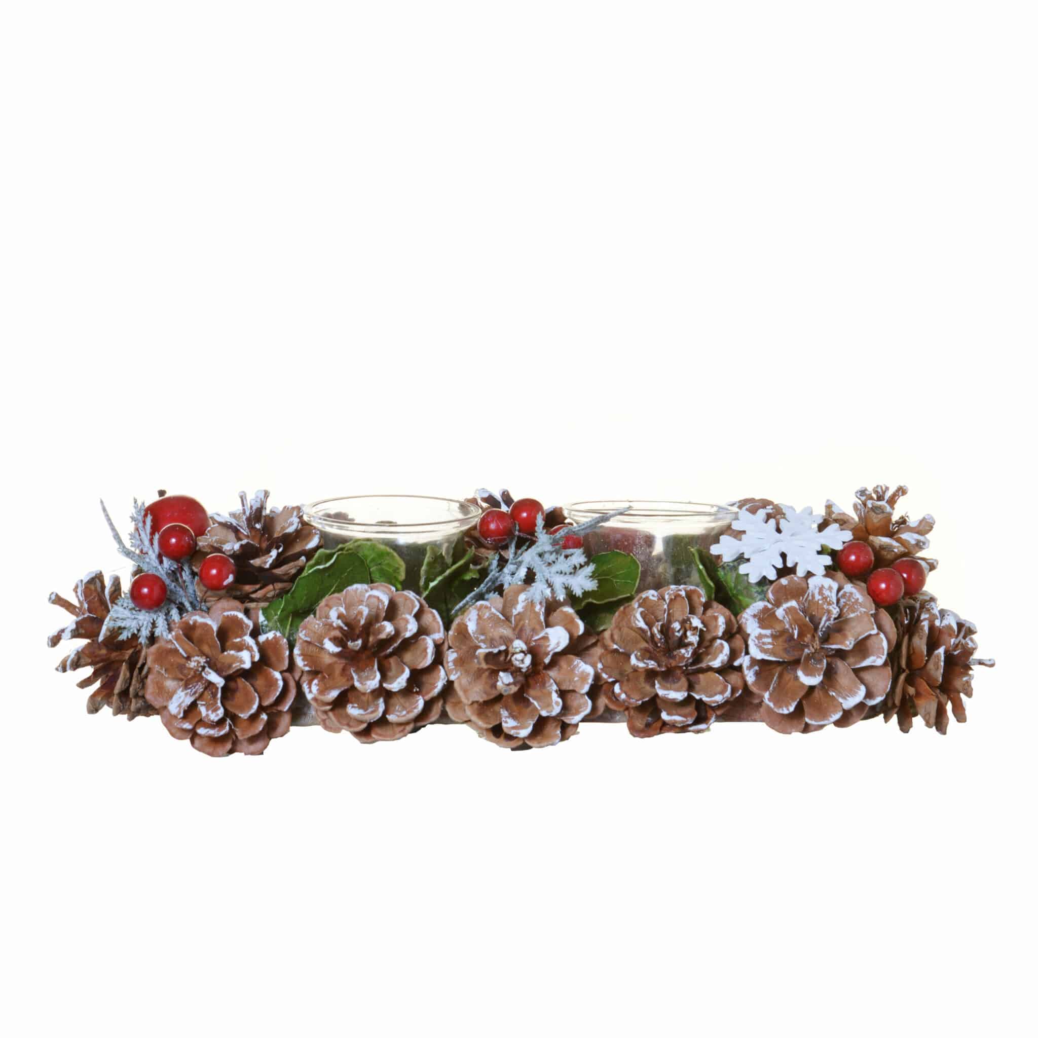 Tealight Holder (2 Tealights) Pinecone Snowflake standing at 30cm