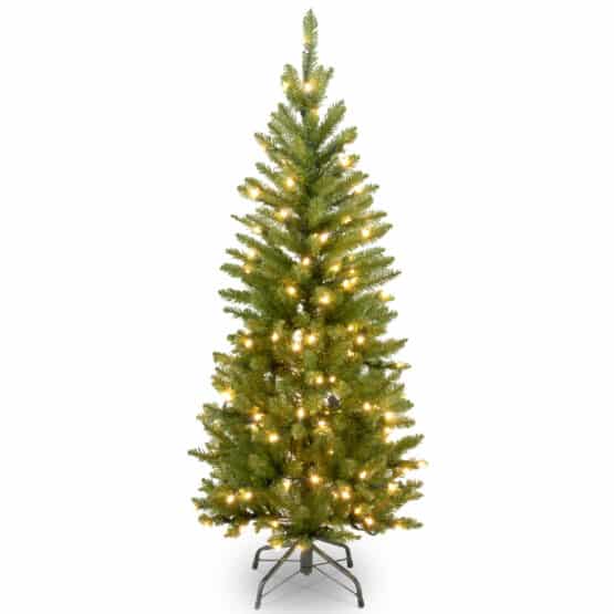 Elegant 7ft Kingswood Fir Pencil Slim Christmas Tree - Pre-Lit with 300 Warm White LED Lights