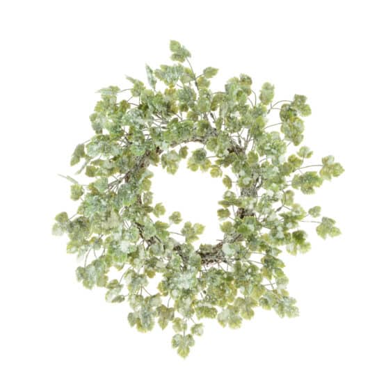 Snowy Grape Leaf Wreath 50cm – A Wintry Elegance in White and Green