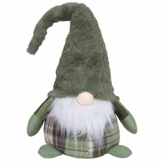 Sitting Gnome Green grey tweed