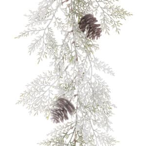 6ft Snowy Pine Garland with Cones