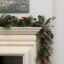 6ft Rippingale Garland with Mixed Leaves Cones and Red Berries