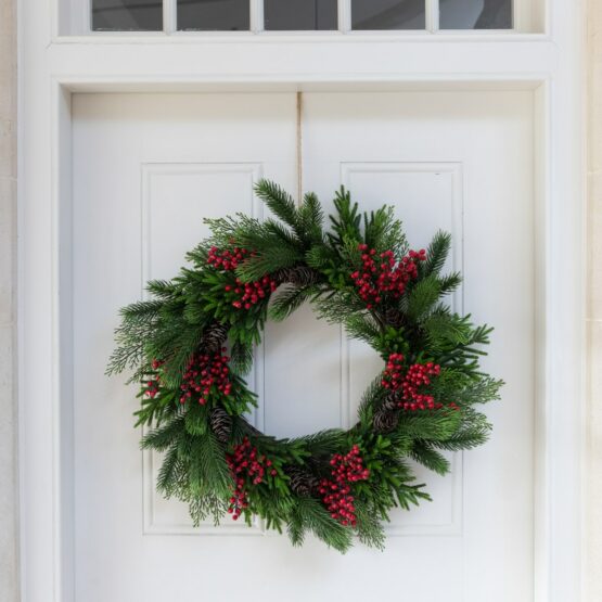 Glinton Luxury Green Wreath with Cones and Berries Christmas Wreaths for Sale Ireland