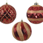 Red & gold shiny shatterproof Baubles - Christmas Decorations For Sale at Christmasland.ie in Dublin, Ireland