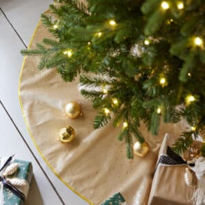 120cm Lifestyle Gold Tree Skirt Polyester with Spolka dots Tree Skirts