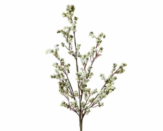 60cm Premium Frosted Green Berry Christmas spray with gold stem for sale in Christmasland.ie. Visit us Christmasland showroom at 2 goatstown, Dublinl Ireland.