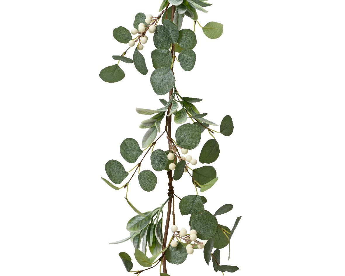 150cm green Eucalyptus decorative garland with white berry Christmas Garlands for Sale
