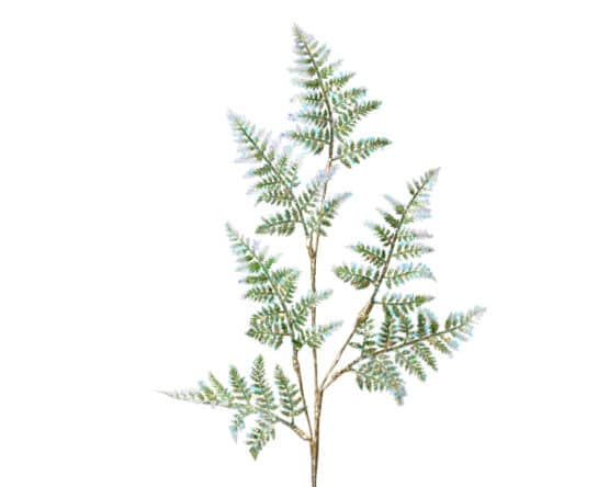 69cm PE Ferm Green glitter Christmas spray with gold stem for sale in Christmasland.ie. Visit us Christmasland showroom at 2 goatstown, Dublinl Ireland.