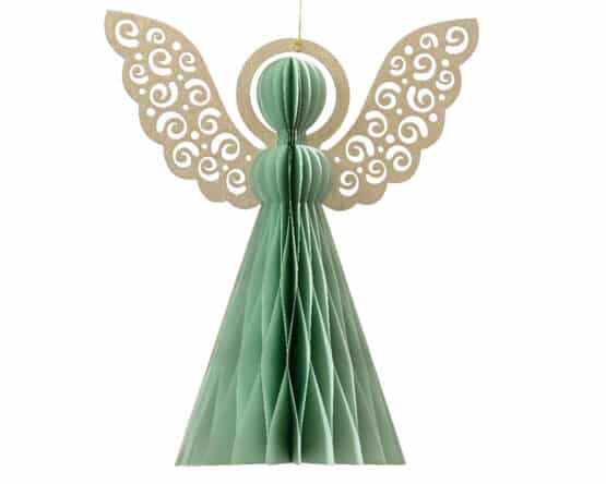 15cm mint green Paper angel magnet closure, sustainable product, environment friendly for sale in Christmasland.ie. Visit us Christmasland showroom at 2 goatstown, Dublinl Ireland.