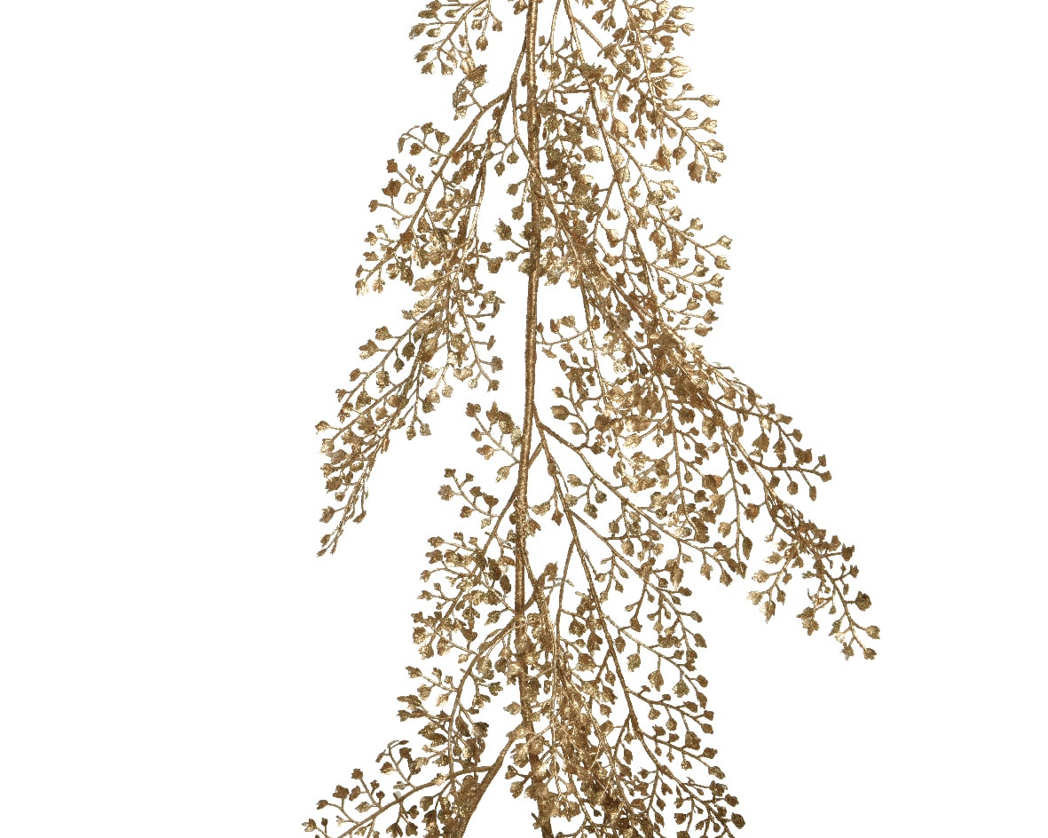 130cm Melrose gold Christmas Decorative garland with gold stem for sale in Christmasland.ie. Visit us Christmasland showroom at 2 goatstown, Dublinl Ireland.