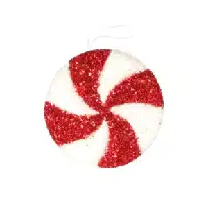 15.5cm Candy Wheel Hanging Decoration - Red & White