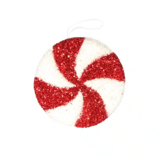 15.5 cm hanging Candy Wheel Decoration Red & White - Christmas Decorations For Sale Dublin