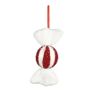 25cm Large Sweet Hanging Xmas Decoration - Red & White