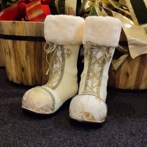 Timstor Decoration Ice Boots Gold Design, 38cm - Set of 2