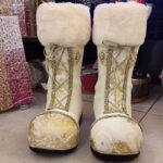 Timstor decorative Ice boots with gold design for sale at Christmasland.ie. Visit us at Goatstown, Dubin 14, Ireland
