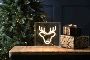 Neon Flex Reindeer Sign, 23cm, Warm White Lights