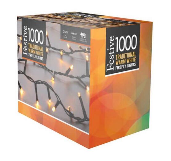 1000 FireFly Lights - traditional warm white Festive Christmas lights - Christmasland Ireland