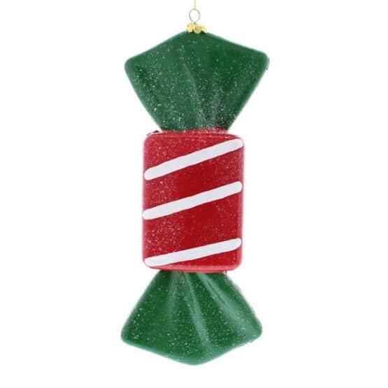 27cm rectangular sweet toffee with plastic-stripe-candy and ribbon- Christmas Decorations For Sale Dublin