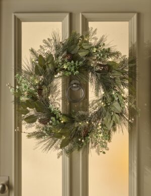 26" Mistletoe Pine Pre-Lit Wreath