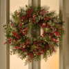 26 inch Hollyberry Pine Pre-Lit Wreath with 50 warm white LED lights, battery operated for sale at Christmasland.ie in Dublin 14, Ireland. Shop sale now