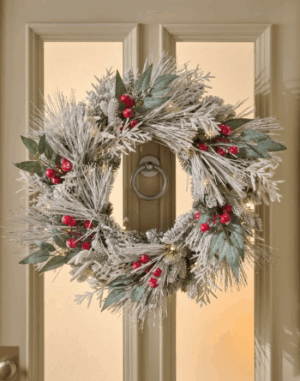 26 inch Pre-Lit Wreath Jack Frost with 50 Warm White
