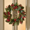26 inch Magnolia Berry Pre-Lit Wreath with 50 warm white LED lights, battery operated for sale at Christmasland.ie in Dublin 14, Ireland. Shop sale now