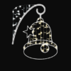 Outdoor Christmas motif lights for sale in Ireland from Christamsland. Lamp post bell motif made with rope lights and warm white string lights