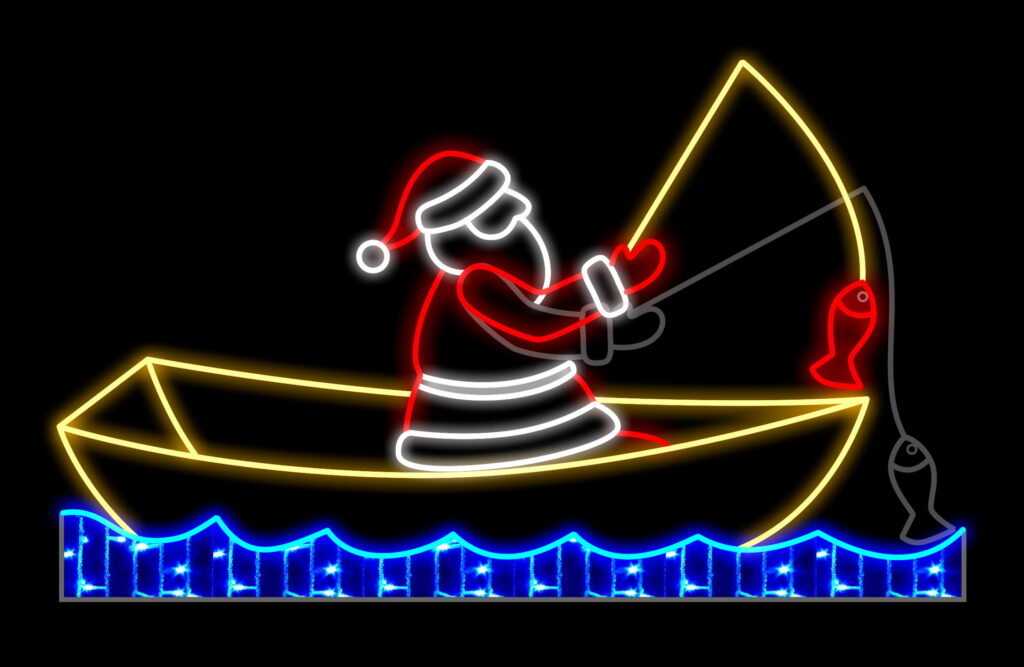 Christmas motif lights, Santa on boat Christmas LED lights for sale from Christmasland.ie