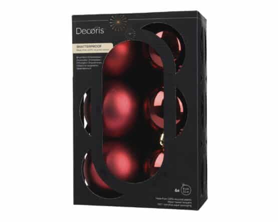 8cm Oxblood Red Shatterproof buable set - Sustainable Christmas Decoration from Christmasland.ie