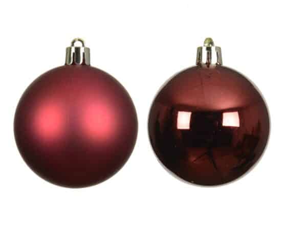 Browse & Buy 8cm Oxblood Red Shatterproof bauble set - Sustainable Christmas Decoration from Christmasland.ie, Dublin , Ireland