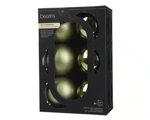 8cm Rosemary Green Shatterproof Christmas Bauble (Pack of 6)