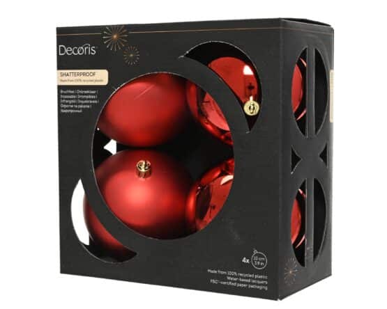 Shop 10cm Red Shatterproof bauble set - Sustainable Christmas Decoration from Christmasland.ie