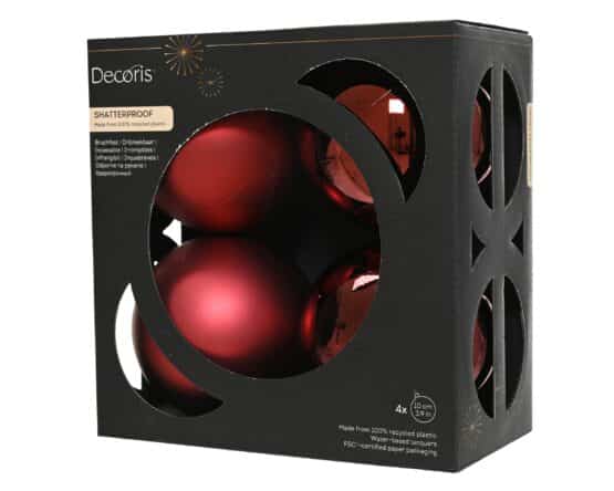 Shop 10cm Oxblood Red Shatterproof bauble set - Sustainable Christmas Decoration from Christmasland.ie