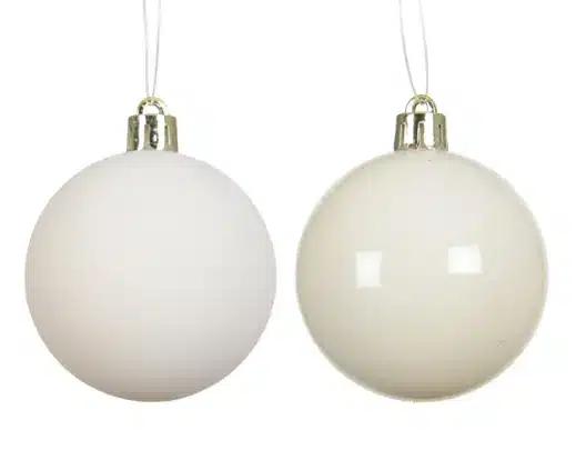 8cm Wool White Baubles shiny mix - Image 2