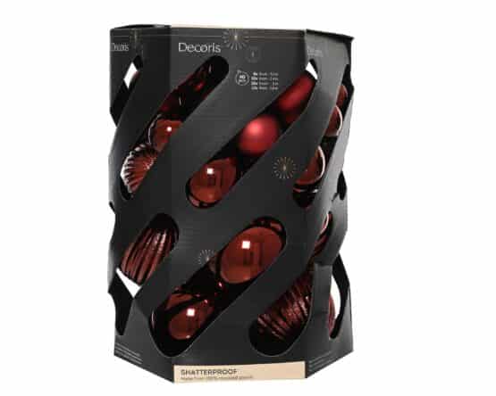 Buy 40pc Mixed sized oxblood red Shatterproof Christmas Bauble Tube for sale from Christmasland, Ireland