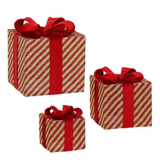 Buy Red and gold Christmas present or gift . Set of 3 from Christmasland