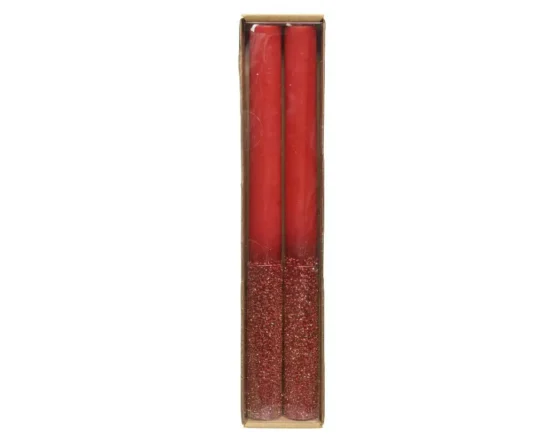 25cm real red Candle Wax - smooth With Metallic lacquer Finish with glitter for sale at Christmasland