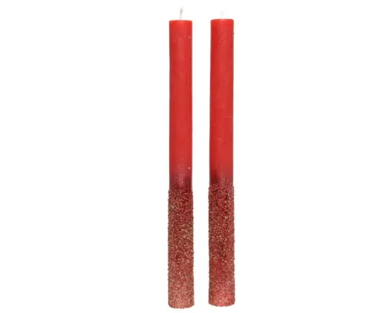 25cm real red Candle Wax - smooth With Metallic lacquer Finish with glitter for sale at Christmasland