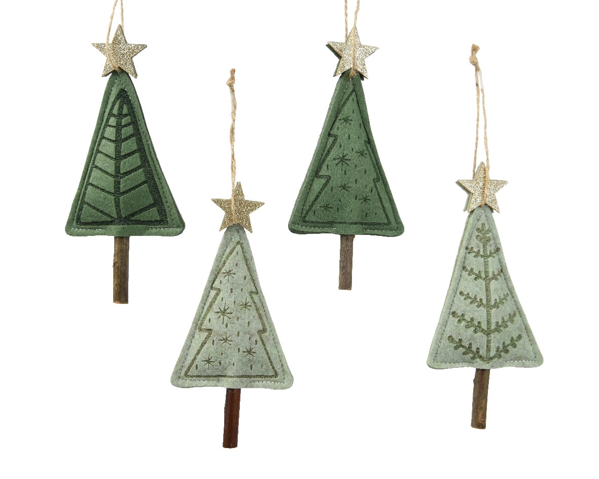 14cm Tree Felt Glitter Set