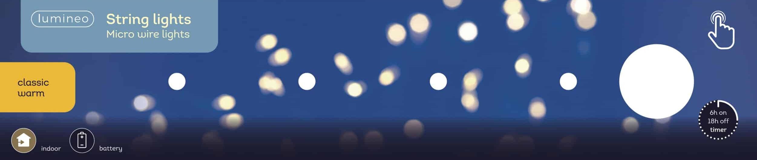 100 Micro LED Classic Warm String Battery Christmas Lights banner