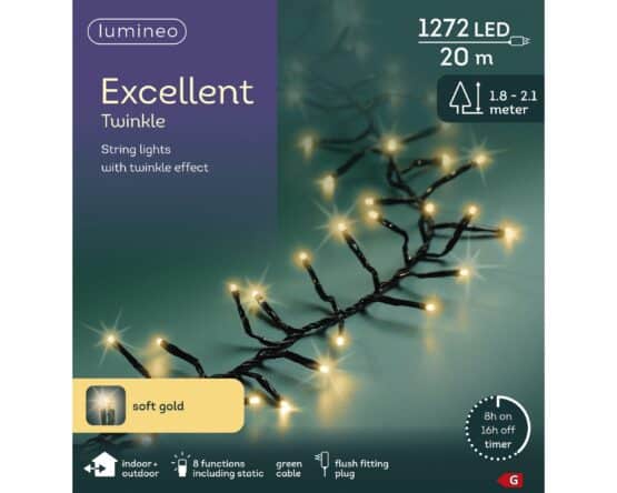 Shop Unique Christmas Lights the LED Twinkle Excellent Soft Gold with 1272 LEDs. Christmas Tree Lights outer box. Shop from Chritmasland