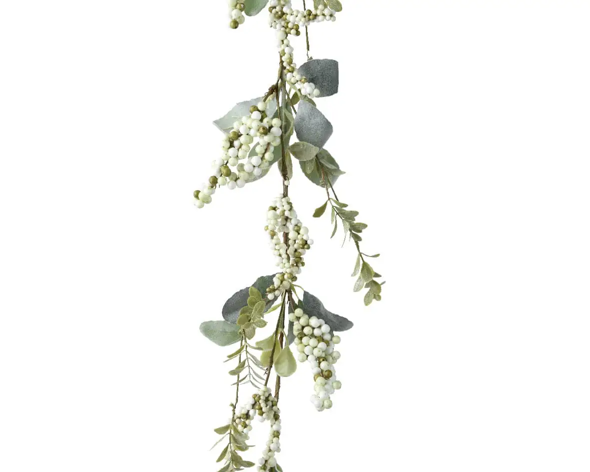 130cm Mixed leaf foam berry Decorative garland with gold stem for sale in Christmasland.ie. Visit us Christmasland showroom at 2 goatstown