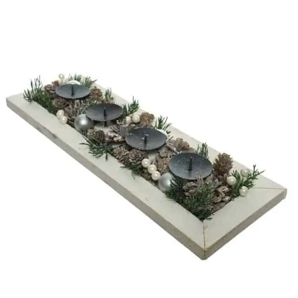 Christmas Tealight Candle Holder with Pine Cones and White Berries - Christmas Room Decor For Sale Dublin