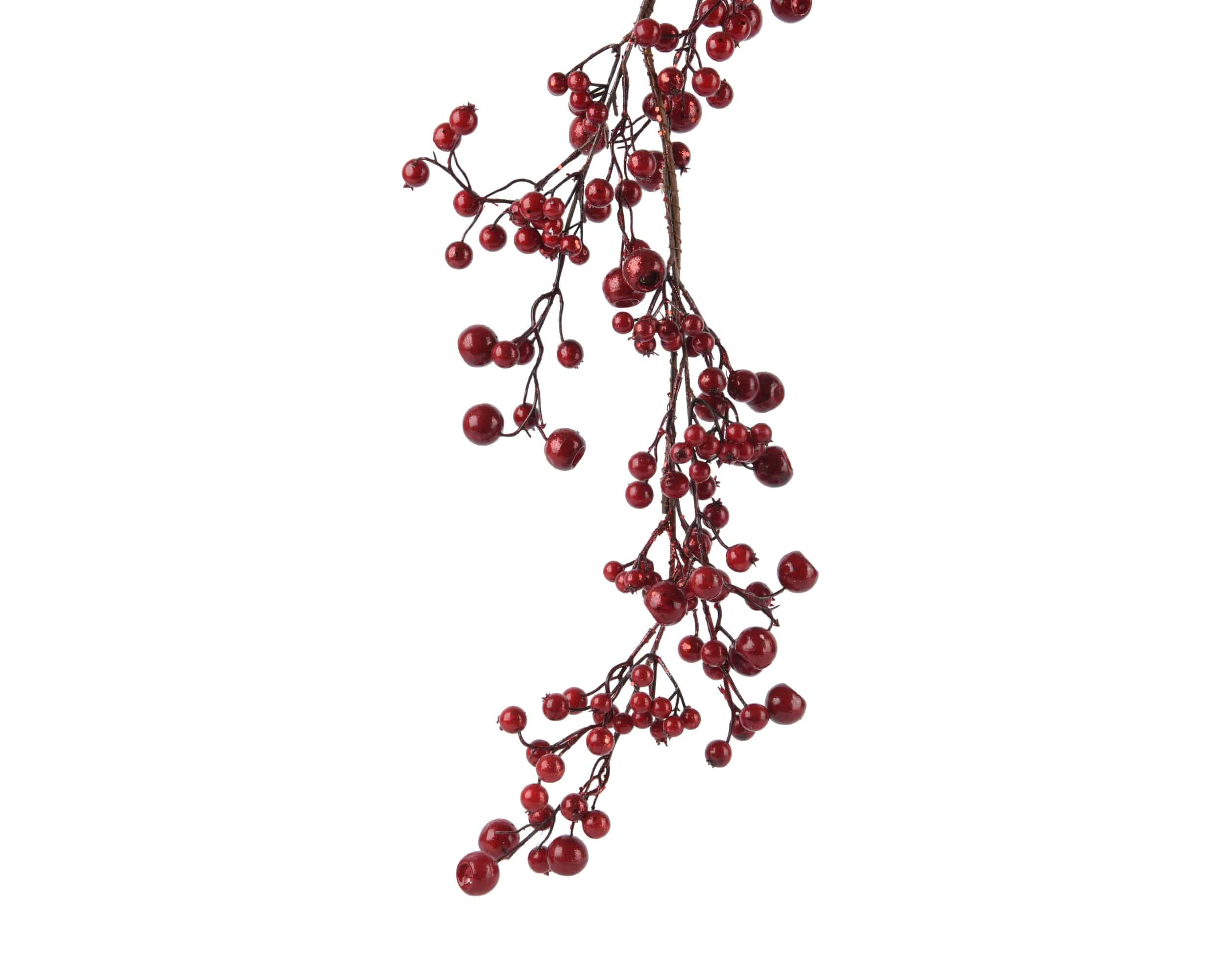 130cm Red glitter foam berry Decorative garland with gold stem for sale in Christmasland.ie. Visit us Christmasland showroom at 2 goatstown