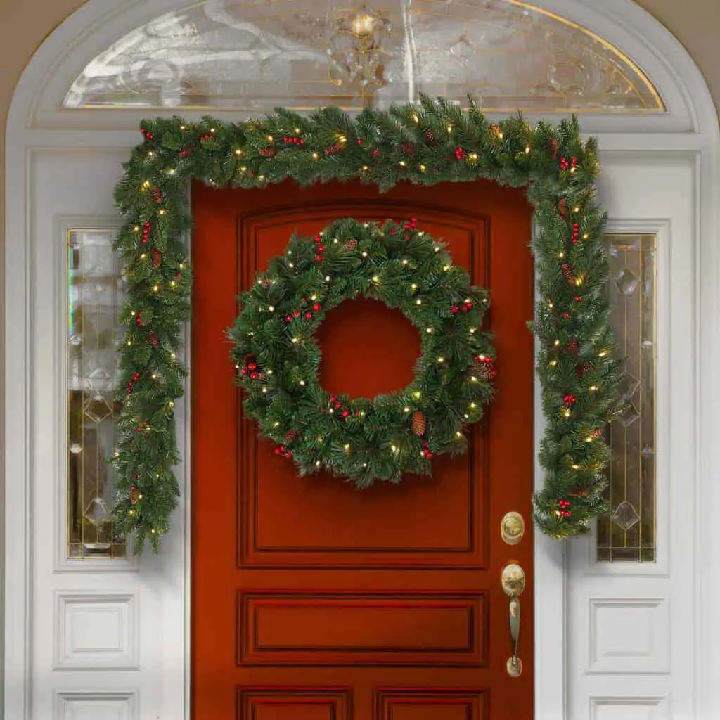 9ft Everyday Collection Pre-Lit Christmas Garland With Pine Cones & Red Berries - Christmas Garlands For Sale Ireland